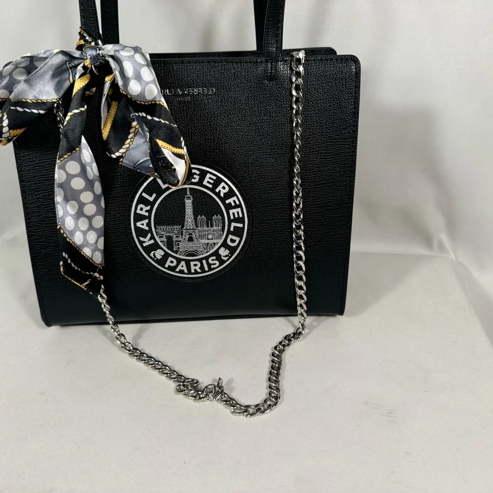 Karl Lagerfeld black Medallion Bag NWT and twilly (chain not included) - Picture 10 of 10